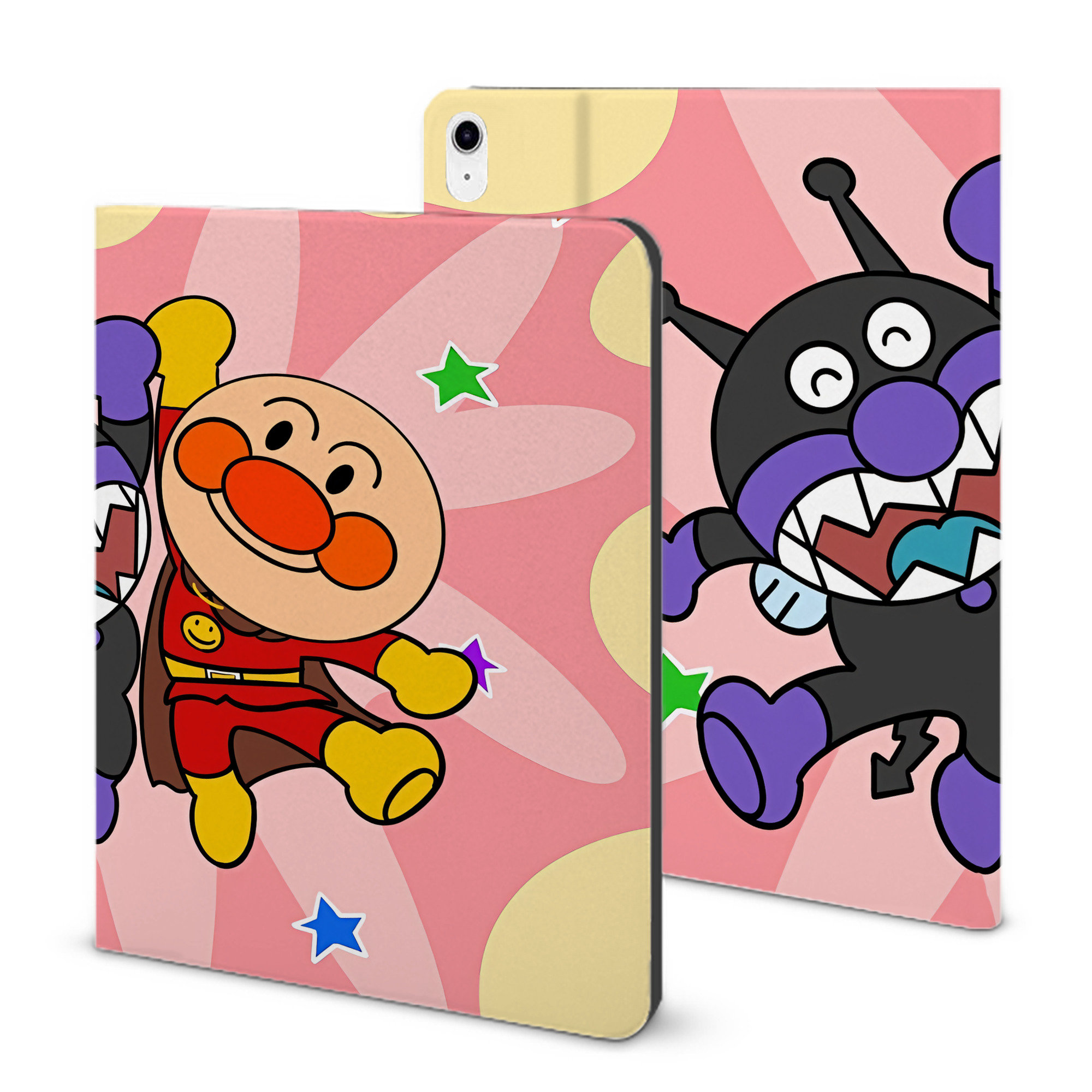 （画像用） アンパンマン Anpanman IPad ケース ブック型 PUレザー TPU 耐衝撃 軽量 薄型 ペン収納なし 全面保護 IPad 各モデル対応